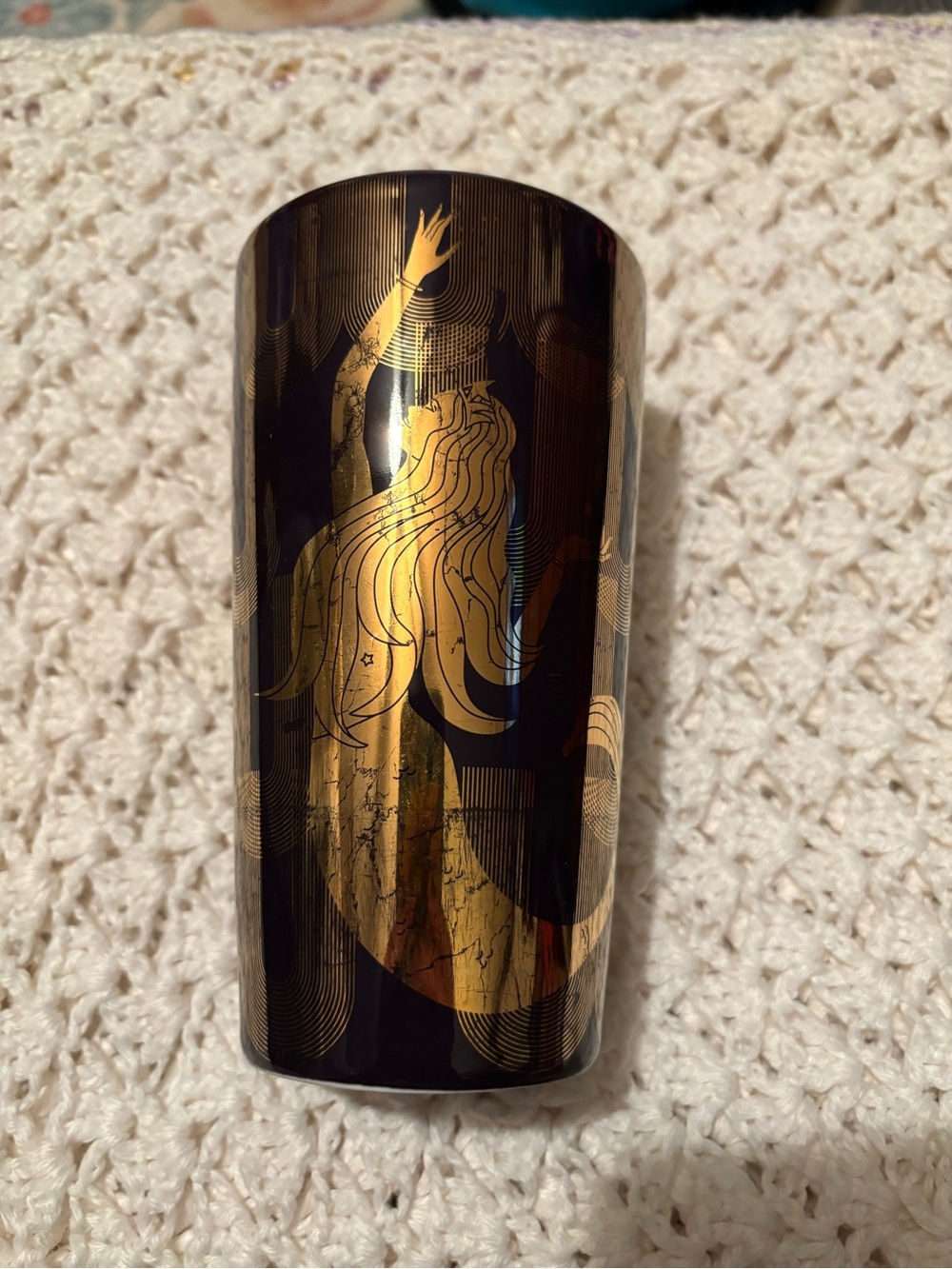 Starbucks Black and Gold Mermaid Art Tumbler